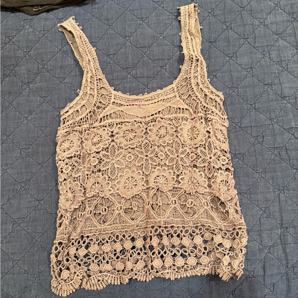 Pins & Needles Crochet Lace Tank Top in Cream
